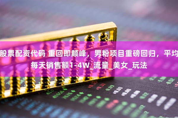 股票配资代码 重回即颠峰，男粉项目重磅回归，平均每天销售额1-4W_流量_美女_玩法