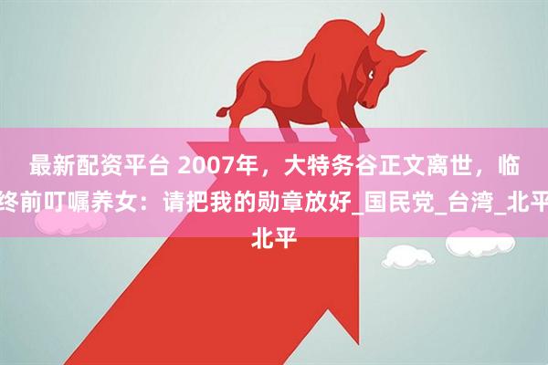 最新配资平台 2007年，大特务谷正文离世，临终前叮嘱养女：请把我的勋章放好_国民党_台湾_北平